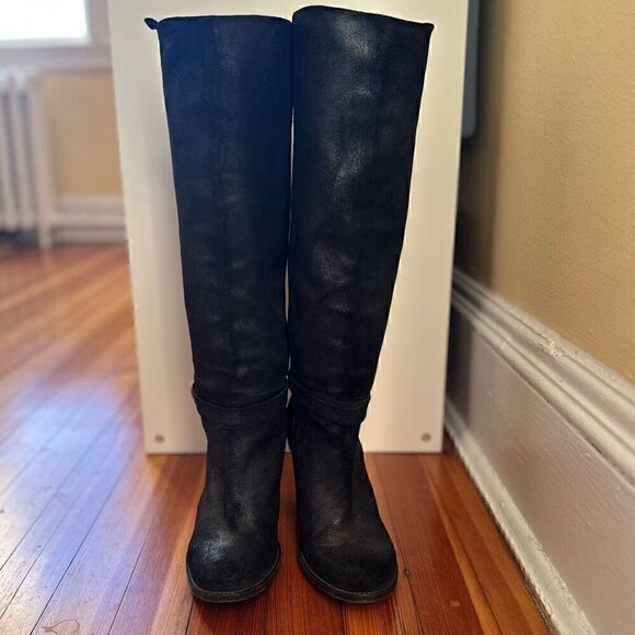 Belle by Sigerson Morrison Hayley Distressed Suede Knee-High Boots Size 8 - Picture 3 of 9